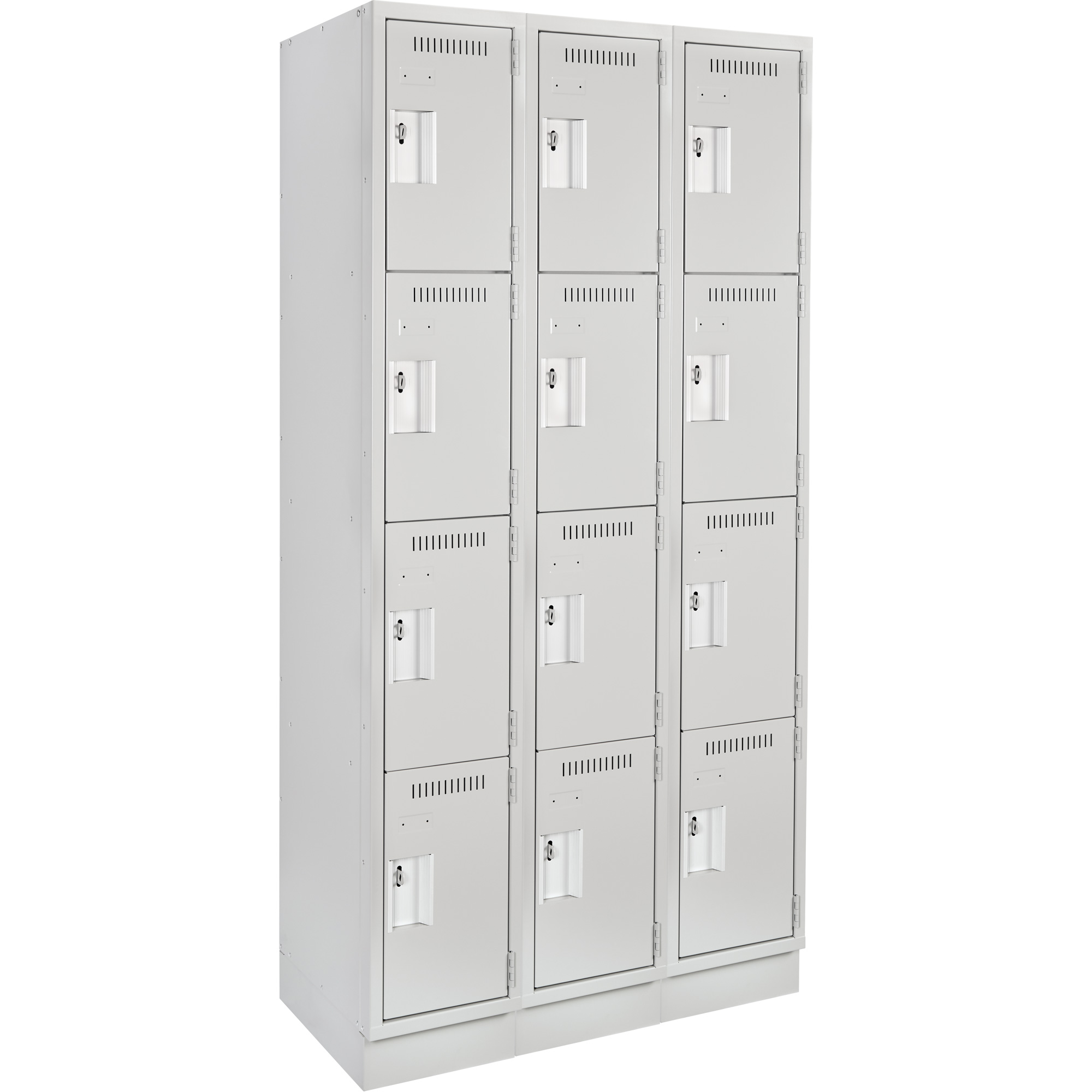 Casiers Clean LineMC, 4 niveaux, Bloc de 3, 36" x 12" x 76", Acier, Gris, Rivet (assemblé)
