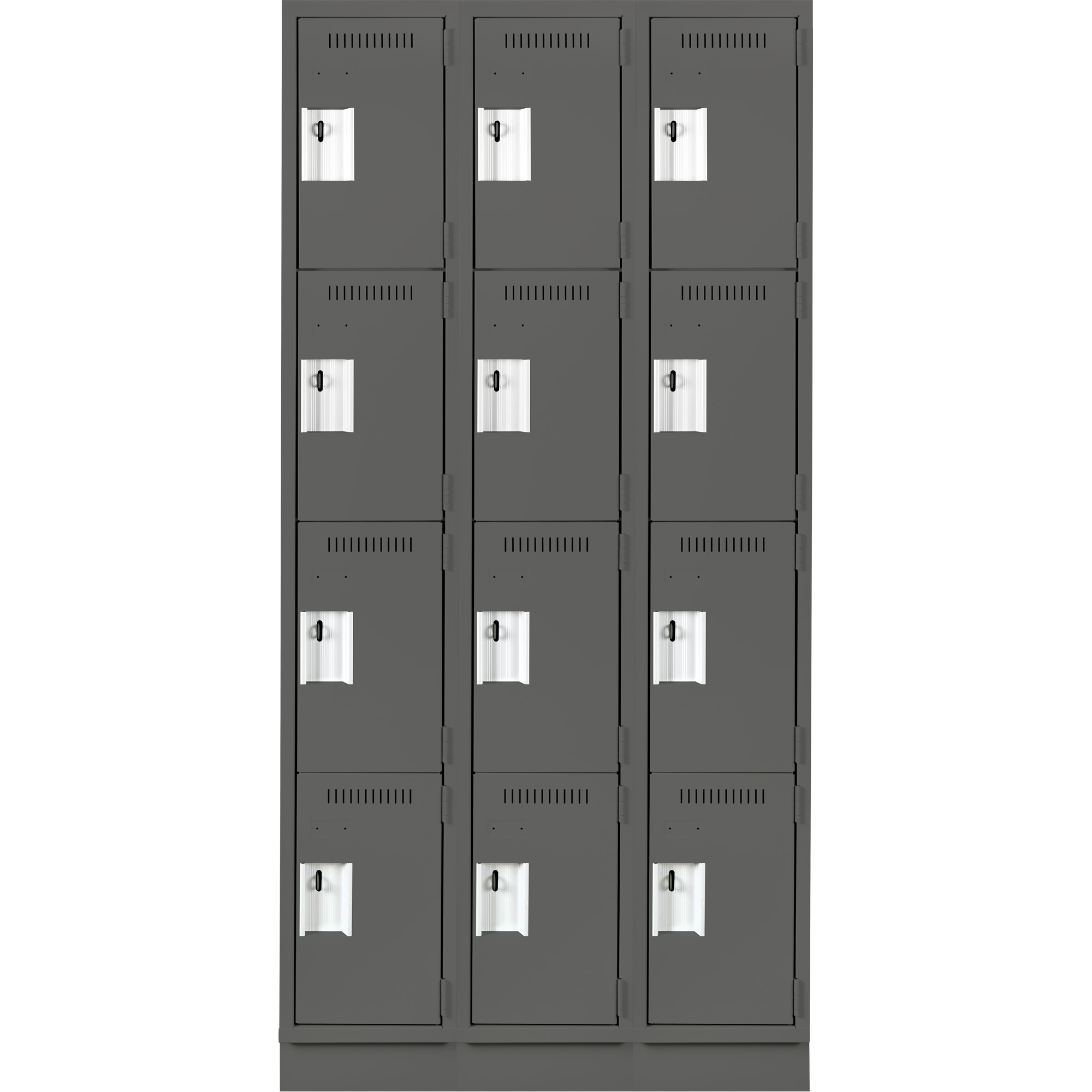 Casiers Clean LineMC, 4 niveaux, Bloc de 3, 36" x 15" x 76", Acier, Charbon, Rivet (assemblé) – Image 2