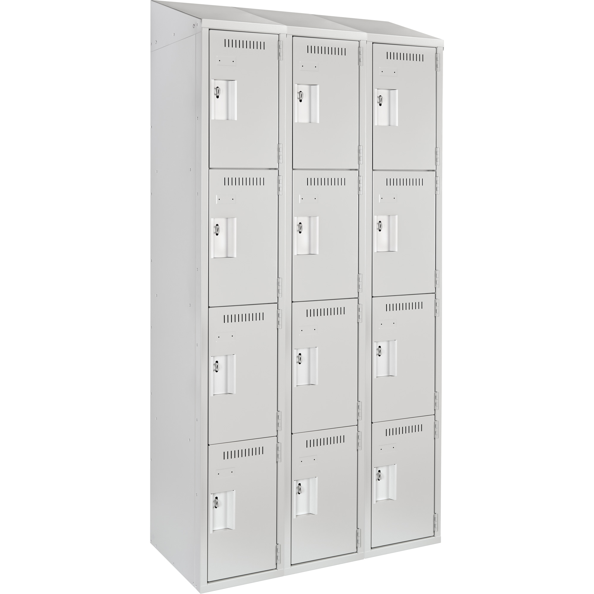 Casiers Clean LineMC, 4 niveaux, Bloc de 3, 36" x 15" x 78", Acier, Gris, Rivet (assemblé)