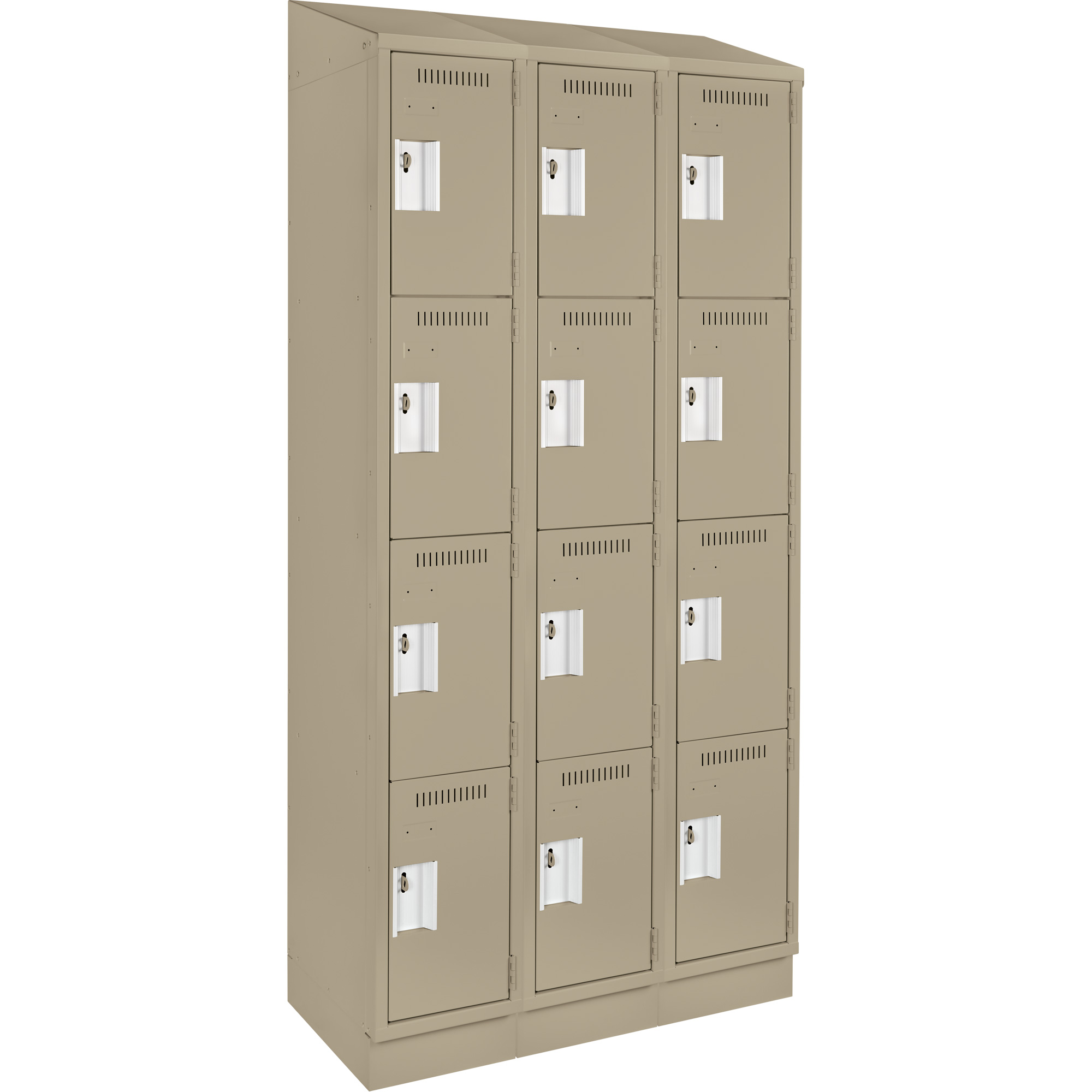 Casiers Clean LineMC, 4 niveaux, Bloc de 3, 36" x 15" x 82", Acier, Beige, Rivet (assemblé)
