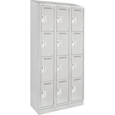 Casiers Clean LineMC, 4 niveaux, Bloc de 3, 36" x 15" x 82", Acier, Gris, Rivet (assemblé)