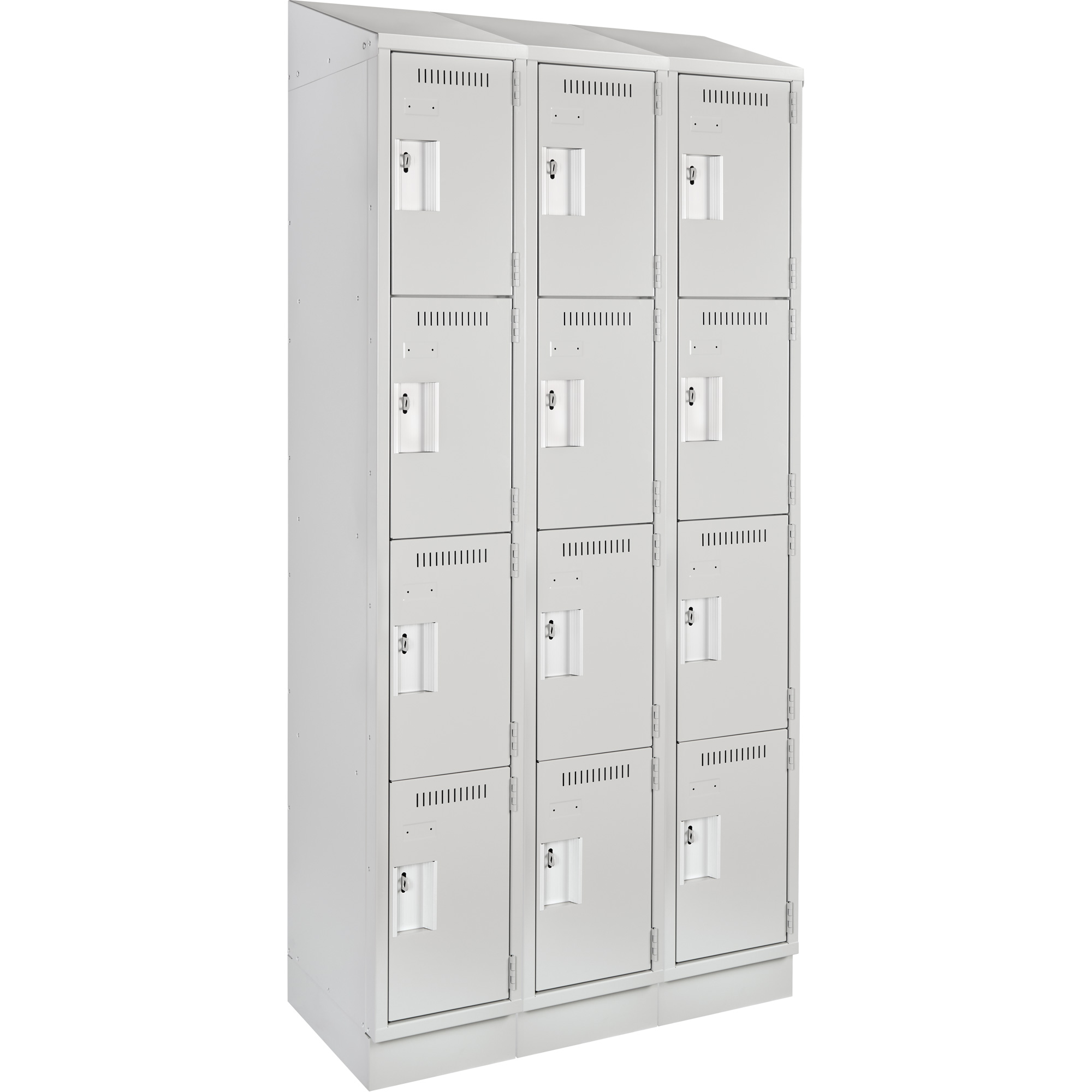 Casiers Clean LineMC, 4 niveaux, Bloc de 3, 36" x 15" x 82", Acier, Gris, Rivet (assemblé)