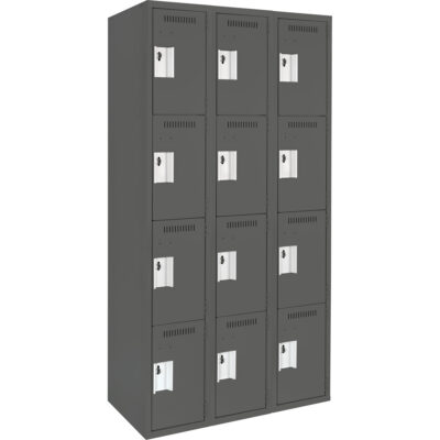 Casiers Clean LineMC, 4 niveaux, Bloc de 3, 36" x 18" x 72", Acier, Charbon, Rivet (assemblé)