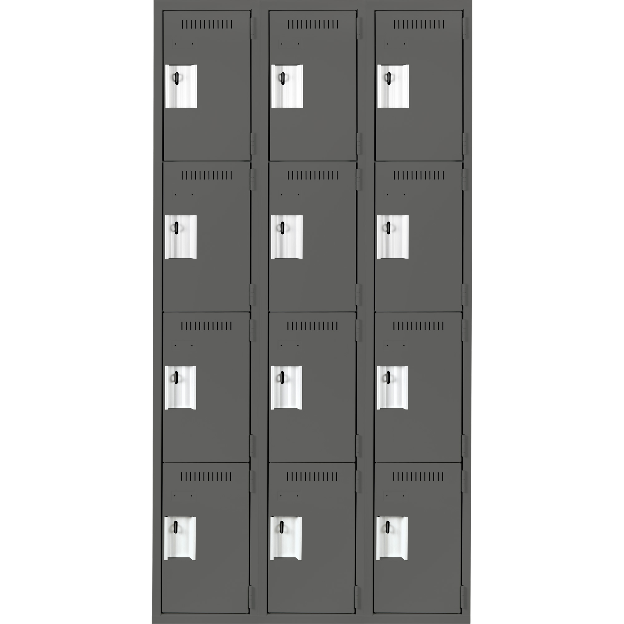 Casiers Clean LineMC, 4 niveaux, Bloc de 3, 36" x 18" x 72", Acier, Charbon, Rivet (assemblé) – Image 2