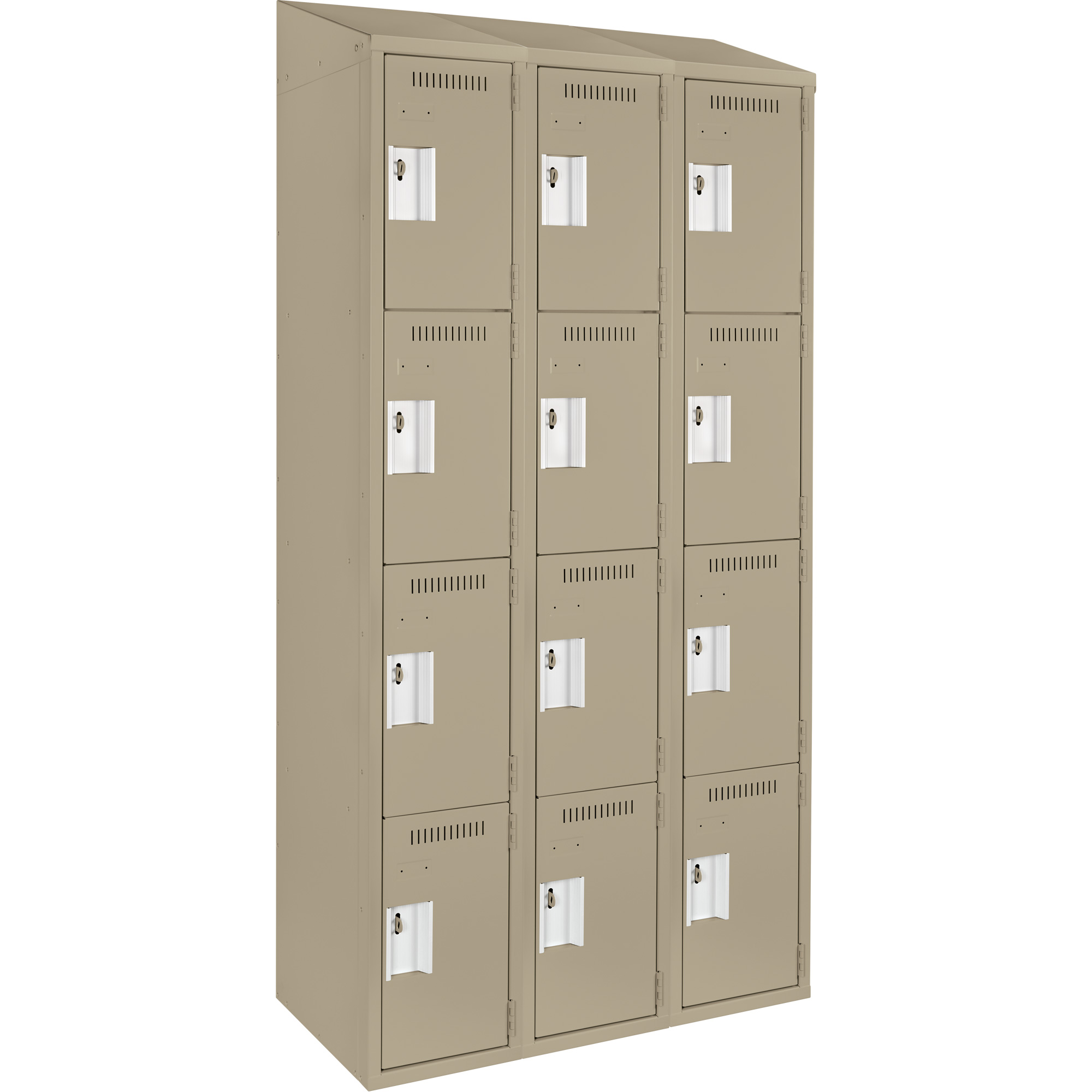 Casiers Clean LineMC, 4 niveaux, Bloc de 3, 36" x 18" x 78", Acier, Beige, Rivet (assemblé)