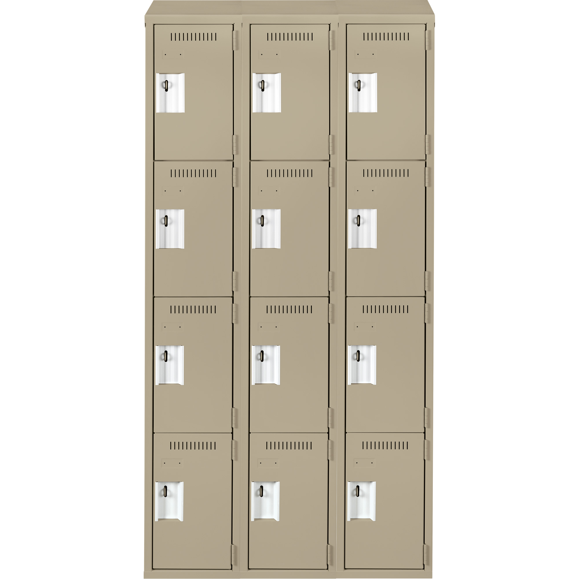 Casiers Clean LineMC, 4 niveaux, Bloc de 3, 36" x 18" x 78", Acier, Beige, Rivet (assemblé) – Image 2