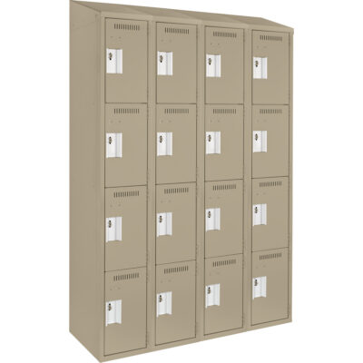 Casiers Clean LineMC, 4 niveaux, Bloc de 4, 48" x 12" x 78", Acier, Beige, Rivet (assemblé)