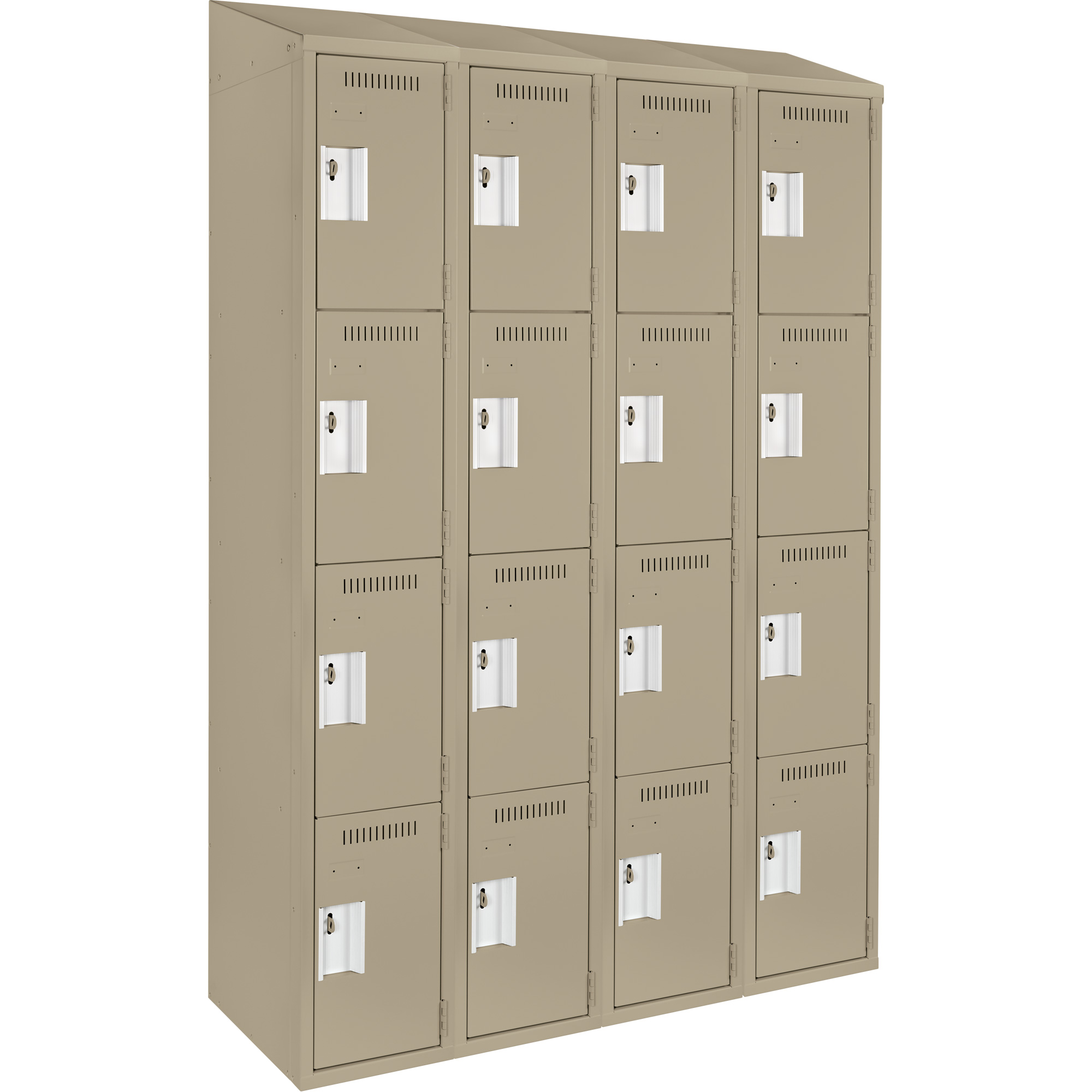 Casiers Clean LineMC, 4 niveaux, Bloc de 4, 48" x 12" x 78", Acier, Beige, Rivet (assemblé)