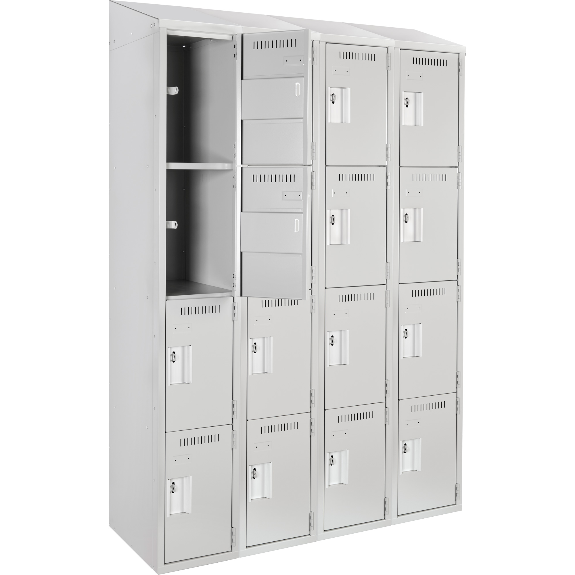Casiers Clean LineMC, 4 niveaux, Bloc de 4, 48" x 12" x 78", Acier, Gris, Rivet (assemblé) – Image 3