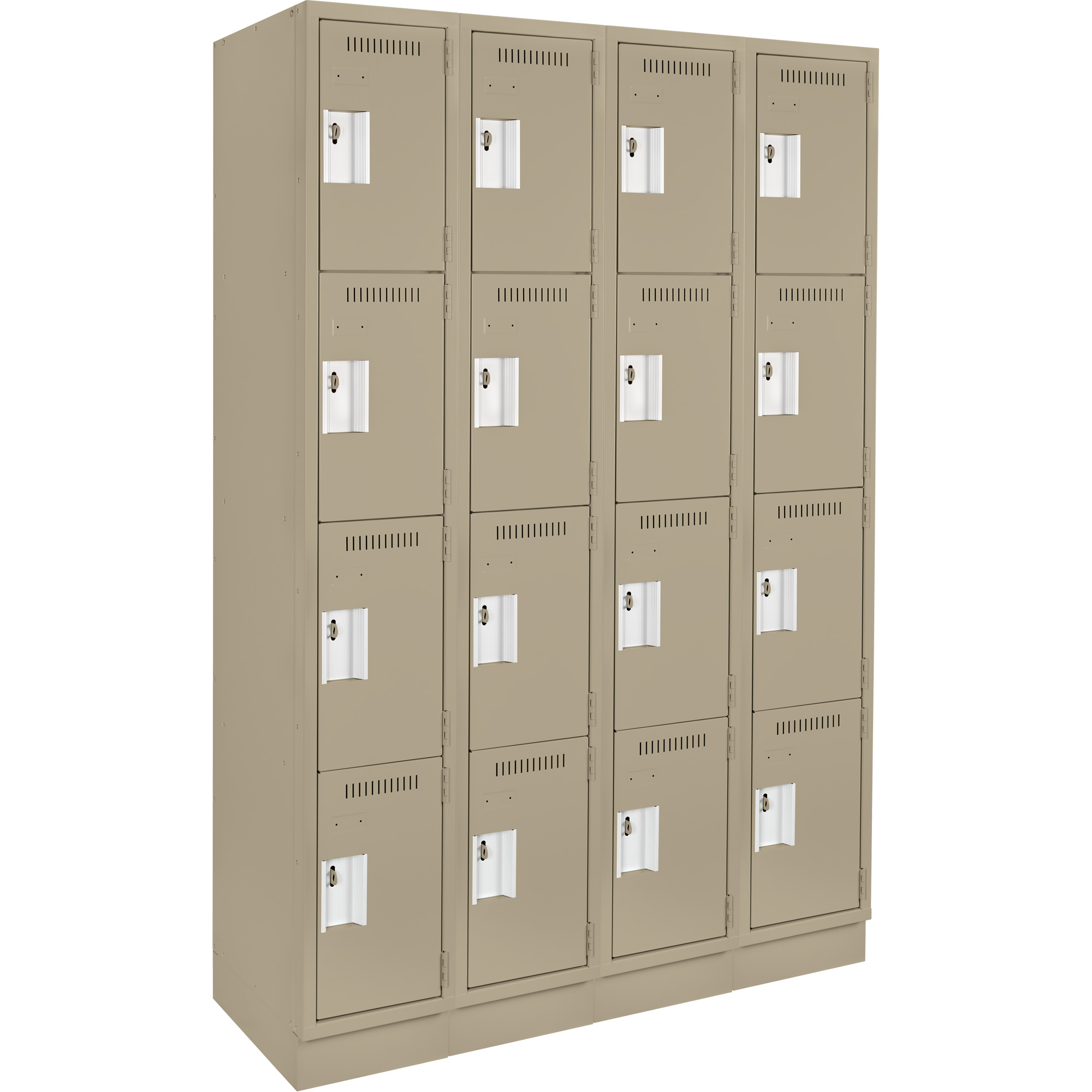 Casiers Clean LineMC, 4 niveaux, Bloc de 4, 48" x 15" x 76", Acier, Beige, Rivet (assemblé)