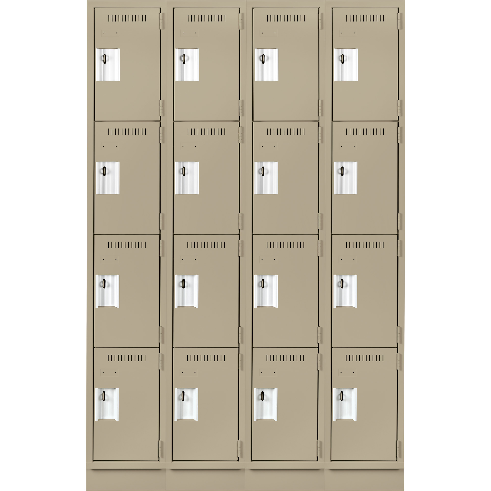 Casiers Clean LineMC, 4 niveaux, Bloc de 4, 48" x 15" x 76", Acier, Beige, Rivet (assemblé) – Image 2