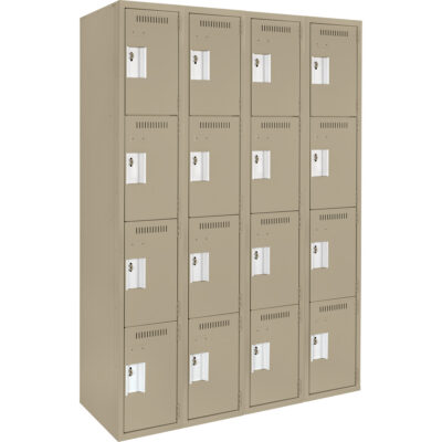 Casiers Clean LineMC, 4 niveaux, Bloc de 4, 48" x 12" x 72", Acier, Beige, Rivet (assemblé)