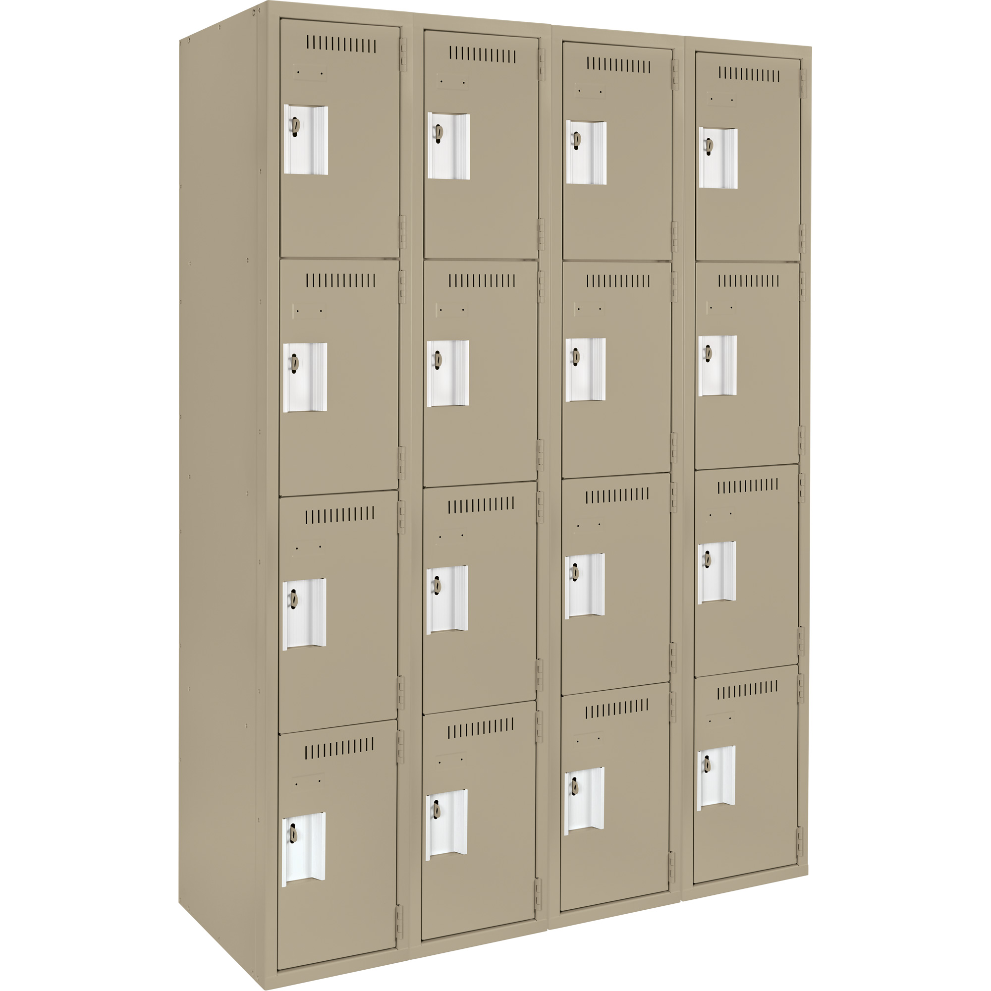 Casiers Clean LineMC, 4 niveaux, Bloc de 4, 48" x 12" x 72", Acier, Beige, Rivet (assemblé)