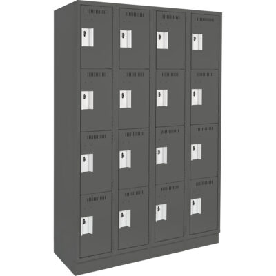 Casiers Clean LineMC, 4 niveaux, Bloc de 4, 48" x 12" x 76", Acier, Charbon, Rivet (assemblé)