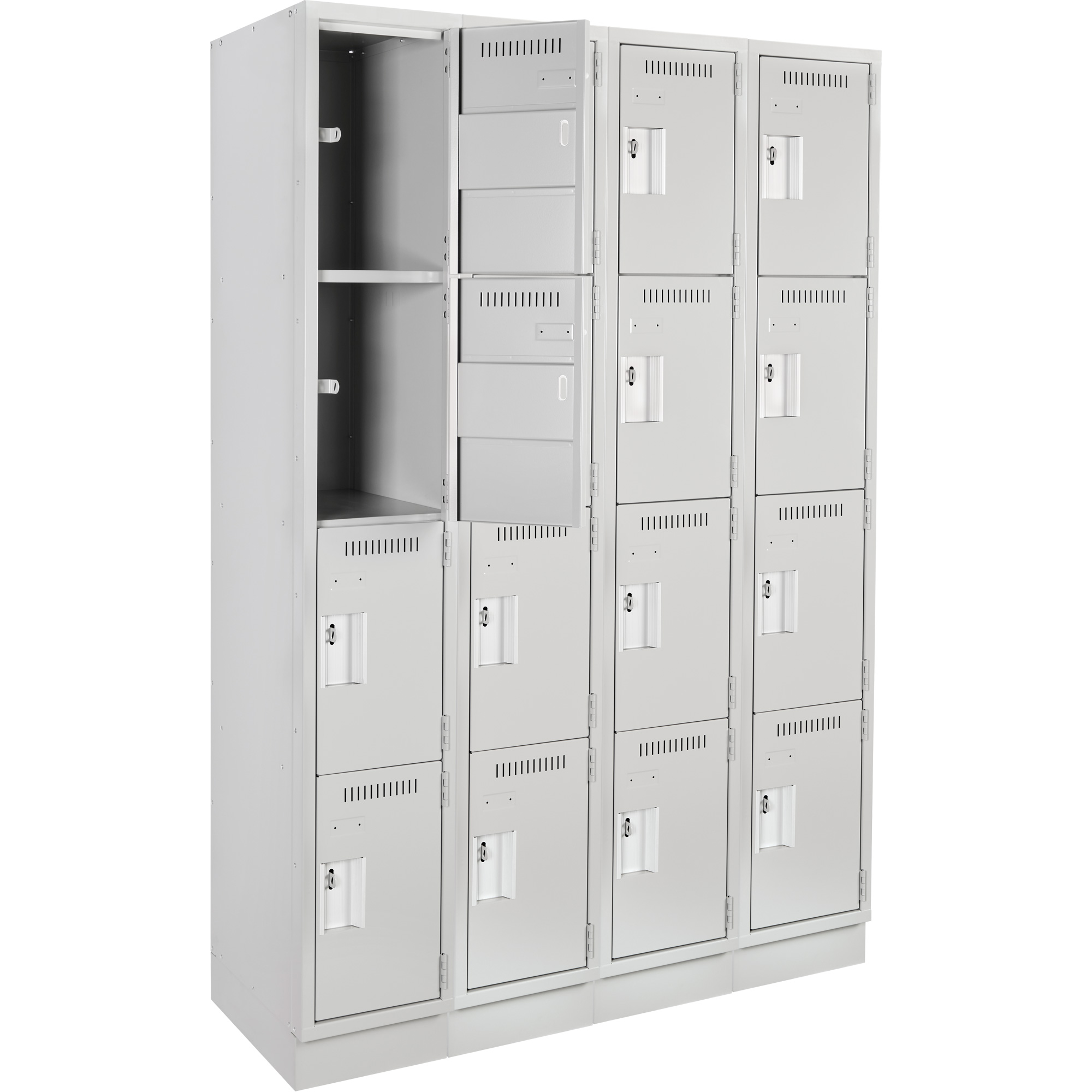 Casiers Clean LineMC, 4 niveaux, Bloc de 4, 48" x 18" x 76", Acier, Gris, Rivet (assemblé) – Image 3