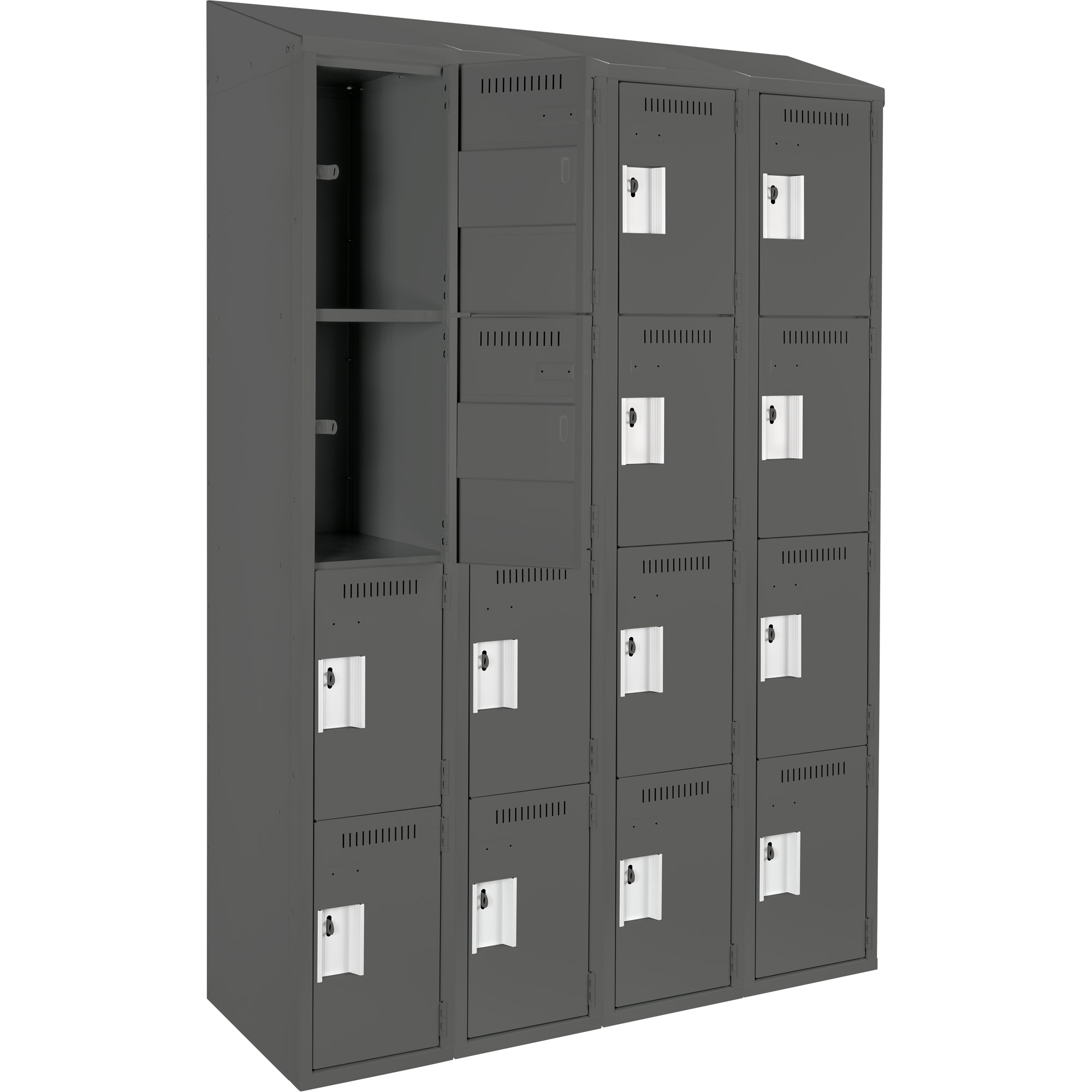 Casiers Clean LineMC, 4 niveaux, Bloc de 4, 48" x 12" x 78", Acier, Charbon, Rivet (assemblé) – Image 3