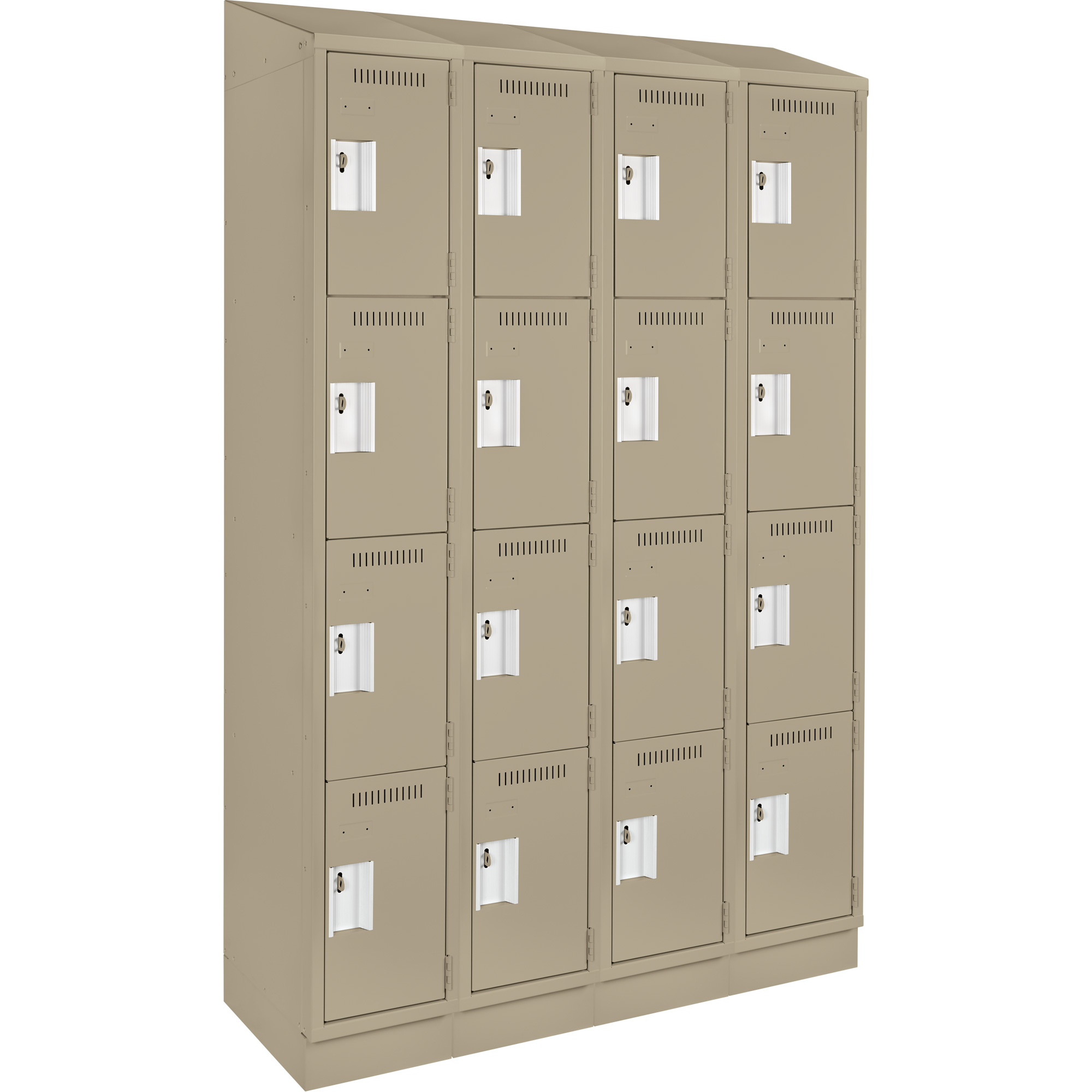 Casiers Clean LineMC, 4 niveaux, Bloc de 4, 48" x 12" x 82", Acier, Beige, Rivet (assemblé)