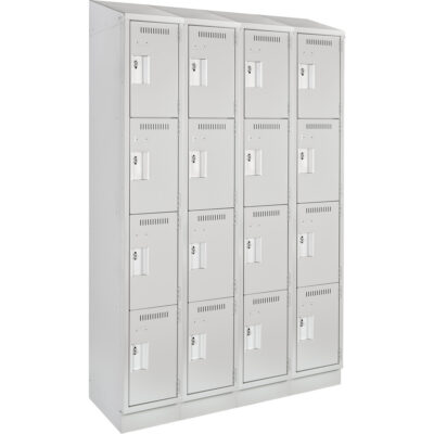 Casiers Clean LineMC, 4 niveaux, Bloc de 4, 48" x 18" x 82", Acier, Gris, Rivet (assemblé)