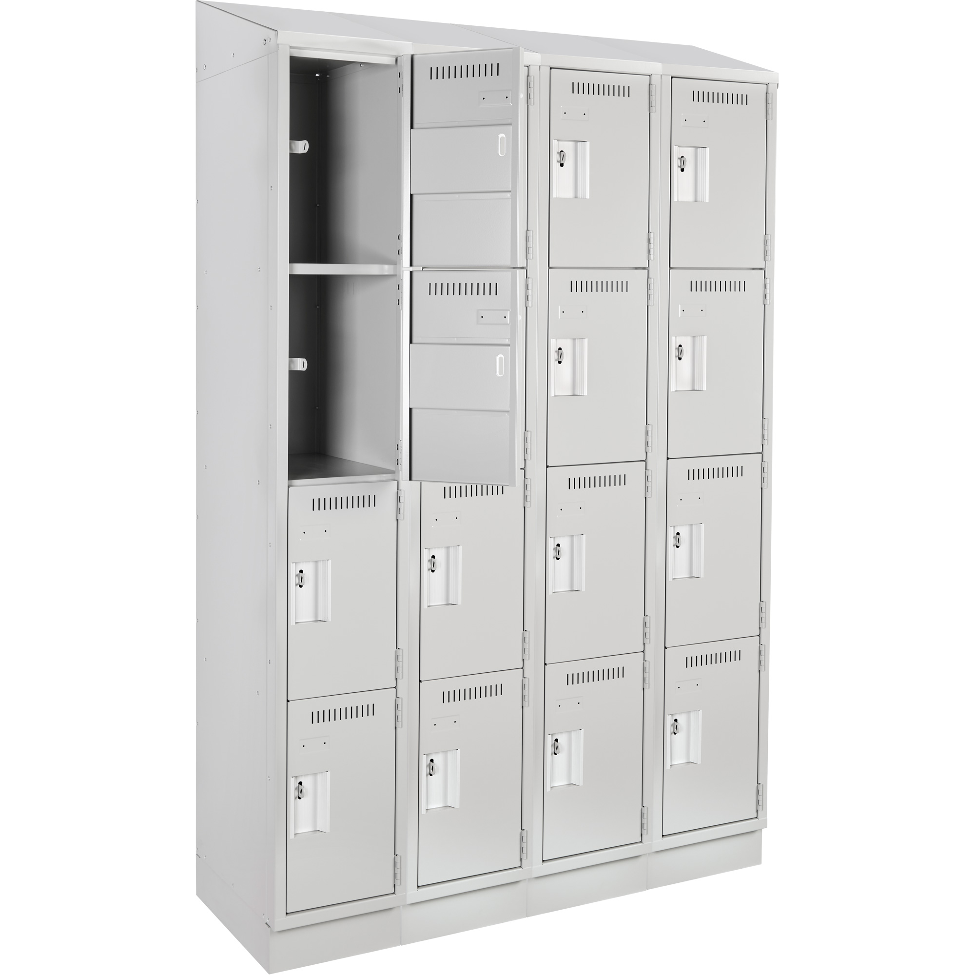 Casiers Clean LineMC, 4 niveaux, Bloc de 4, 48" x 18" x 82", Acier, Gris, Rivet (assemblé) – Image 3