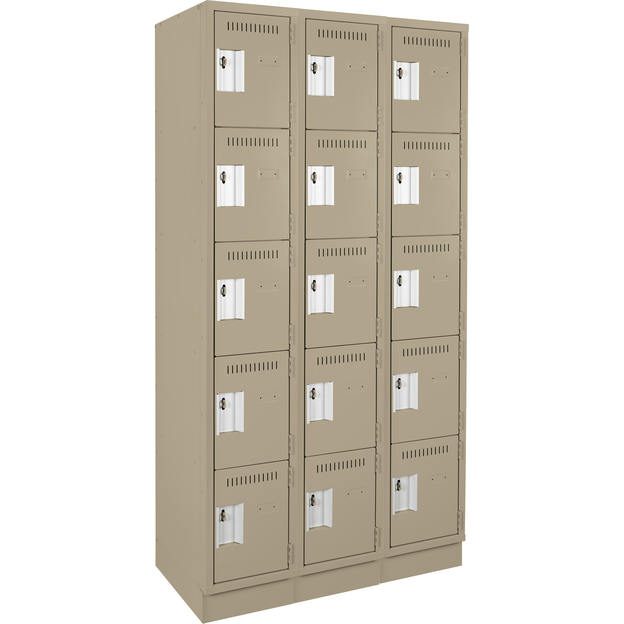 Casiers Clean LineMC, 5 niveaux, Bloc de 3, 36" x 18" x 76", Acier, Beige, Rivet (assemblé)