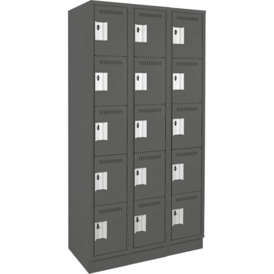 Casiers Clean LineMC, 5 niveaux, Bloc de 3, 36" x 18" x 76", Acier, Charbon, Rivet (assemblé)