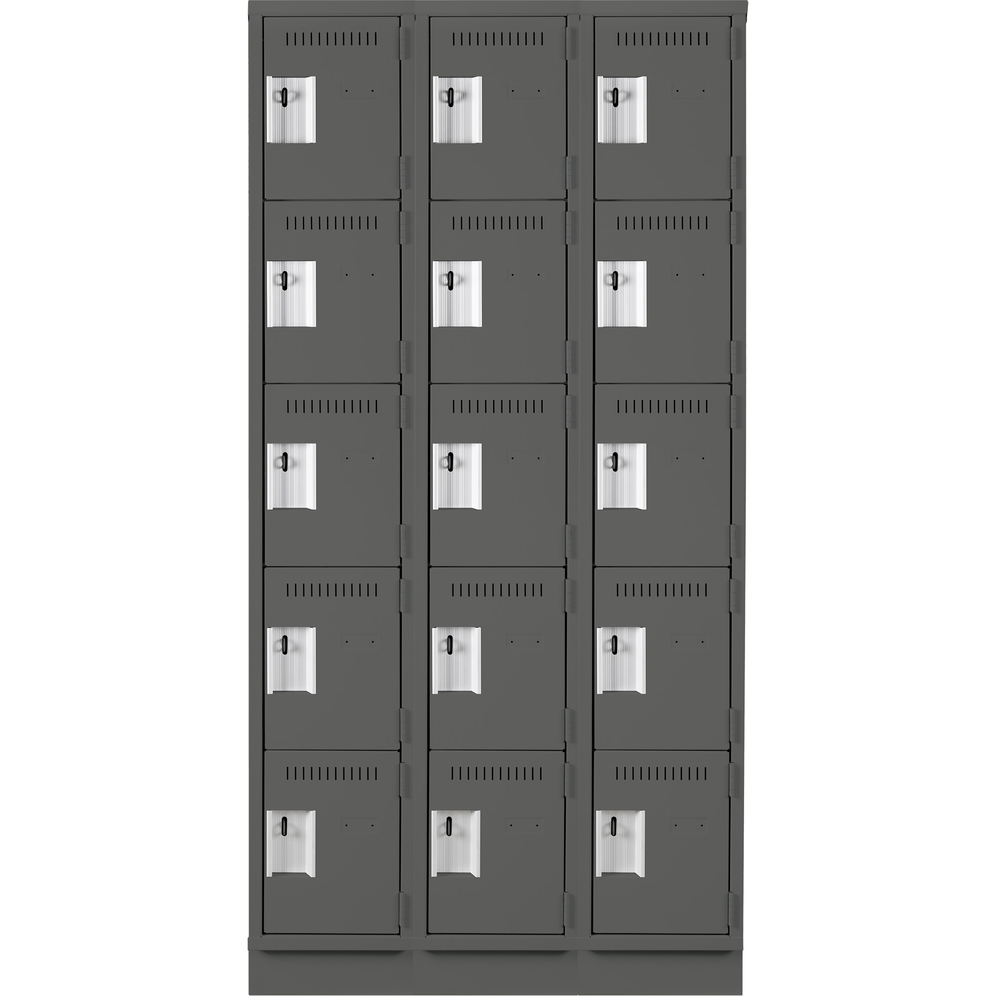Casiers Clean LineMC, 5 niveaux, Bloc de 3, 36" x 18" x 76", Acier, Charbon, Rivet (assemblé) – Image 2