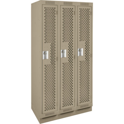 Casiers Clean LineMC, Bloc de 3, 36" x 15" x 76", Acier, Beige, Rivet (assemblé), Perforé