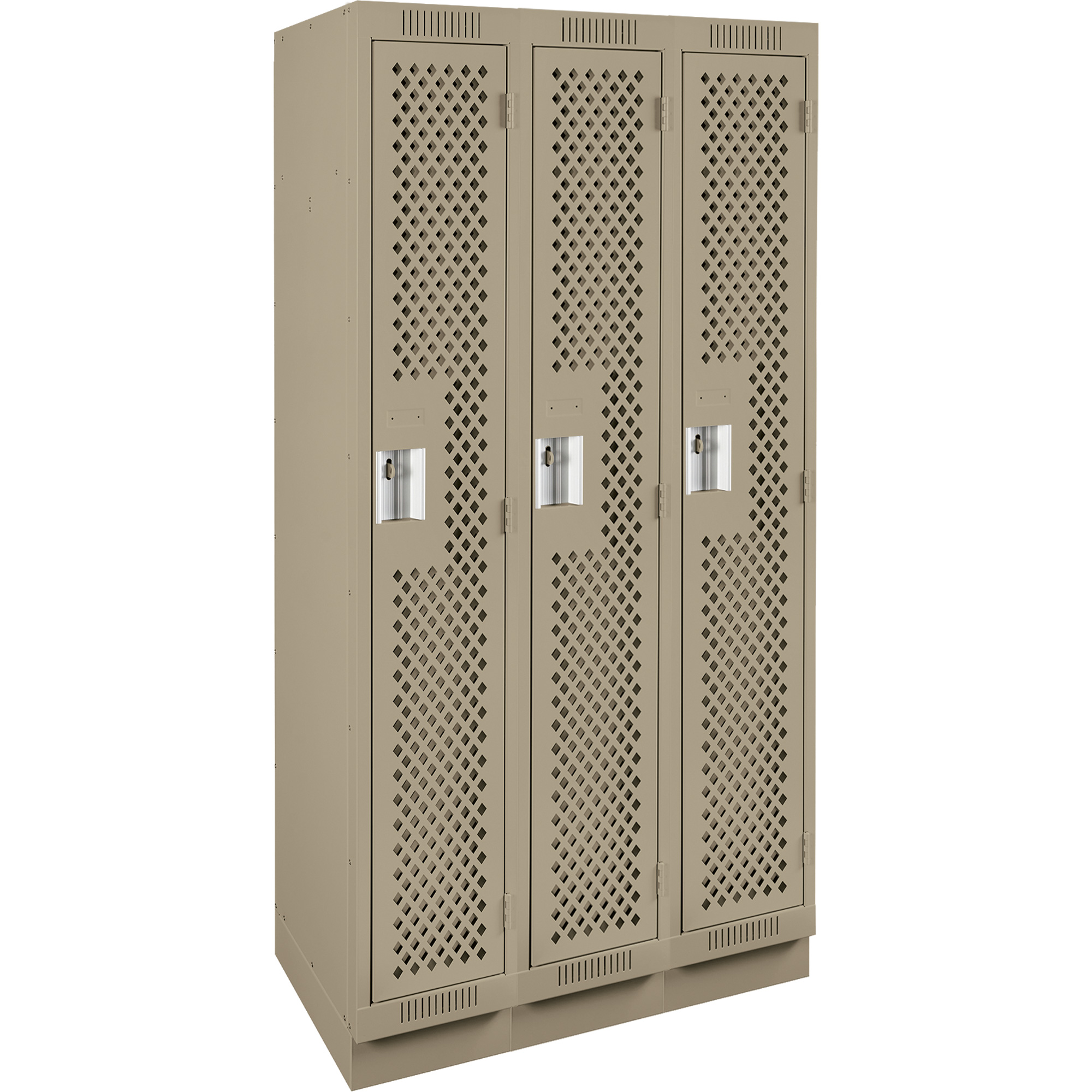 Casiers Clean LineMC, Bloc de 3, 36" x 15" x 76", Acier, Beige, Rivet (assemblé), Perforé