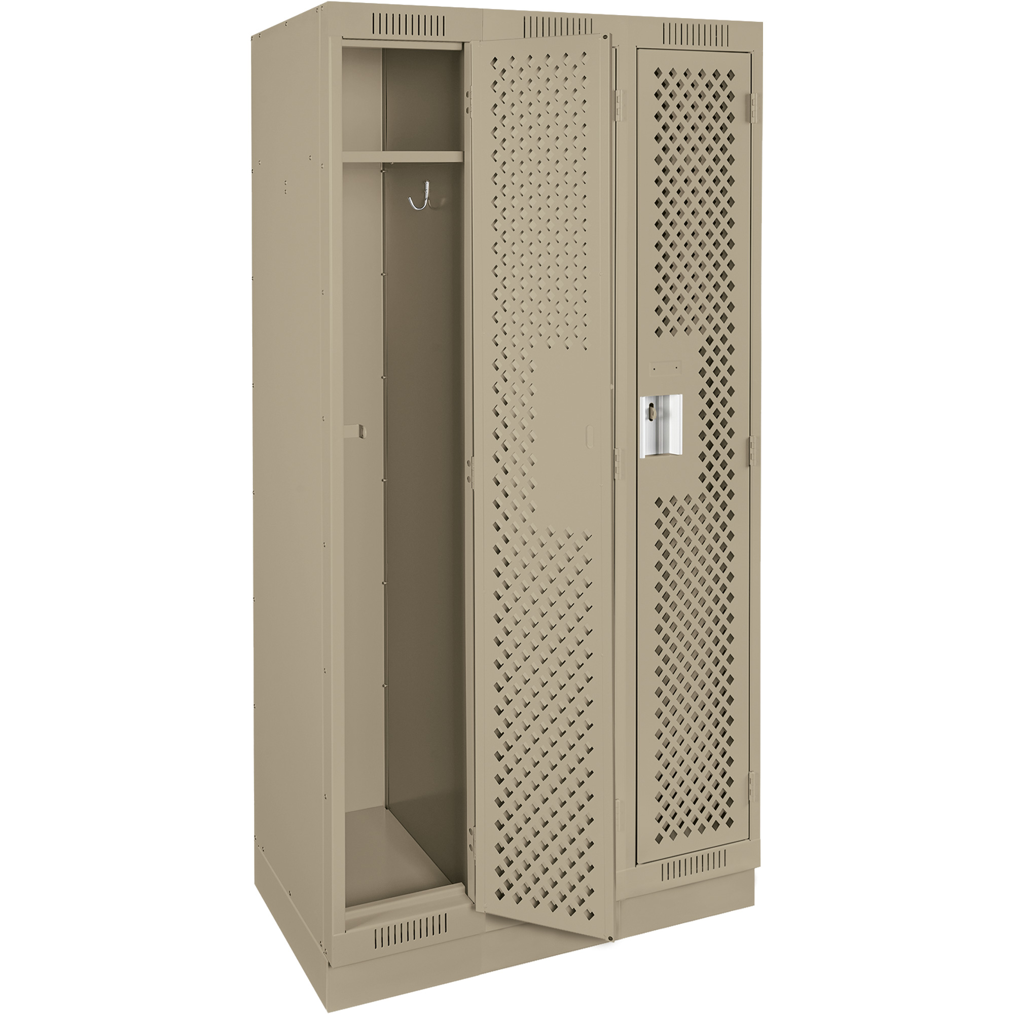Casiers Clean LineMC, Bloc de 3, 36" x 15" x 76", Acier, Beige, Rivet (assemblé), Perforé – Image 3