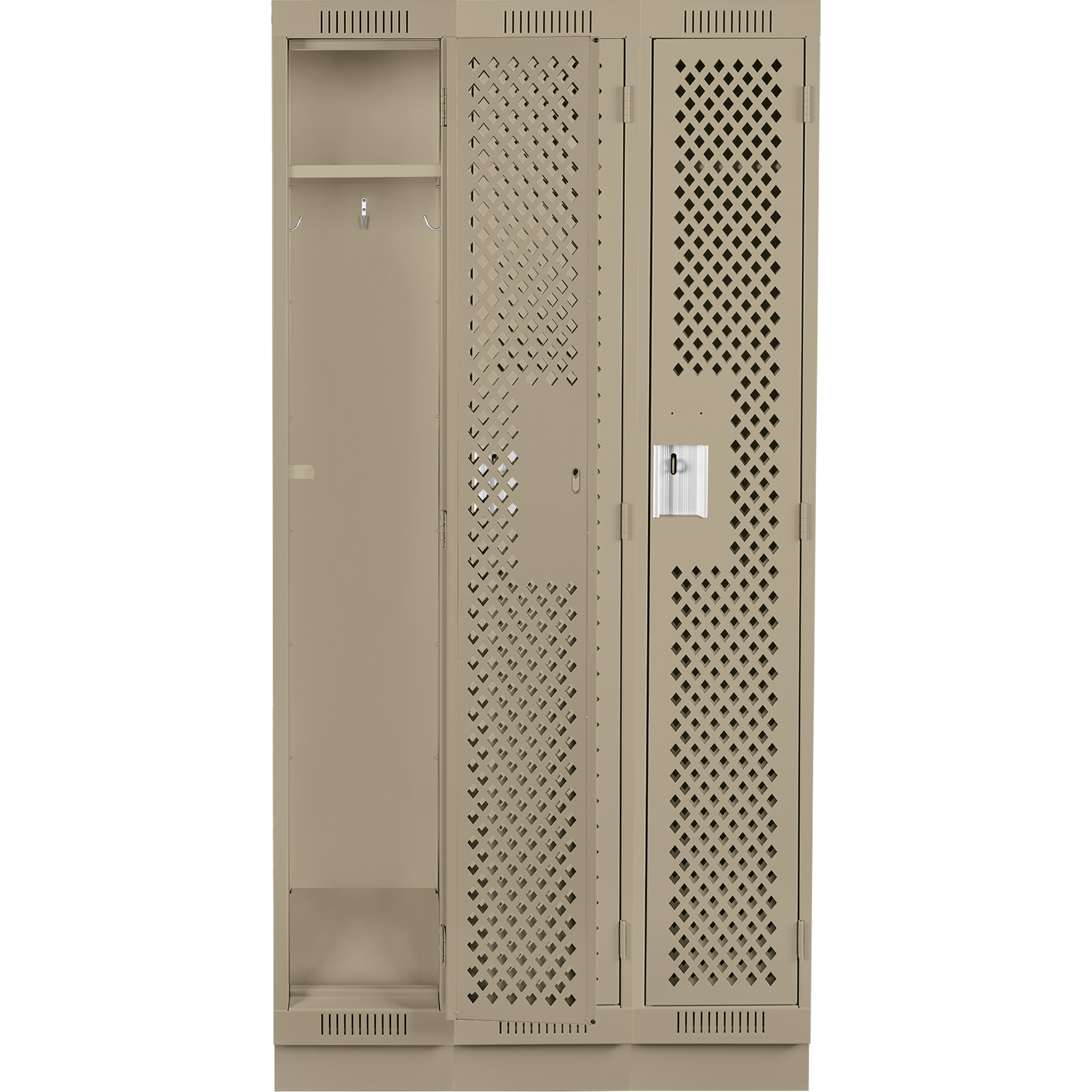 Casiers Clean LineMC, Bloc de 3, 36" x 15" x 76", Acier, Beige, Rivet (assemblé), Perforé – Image 4
