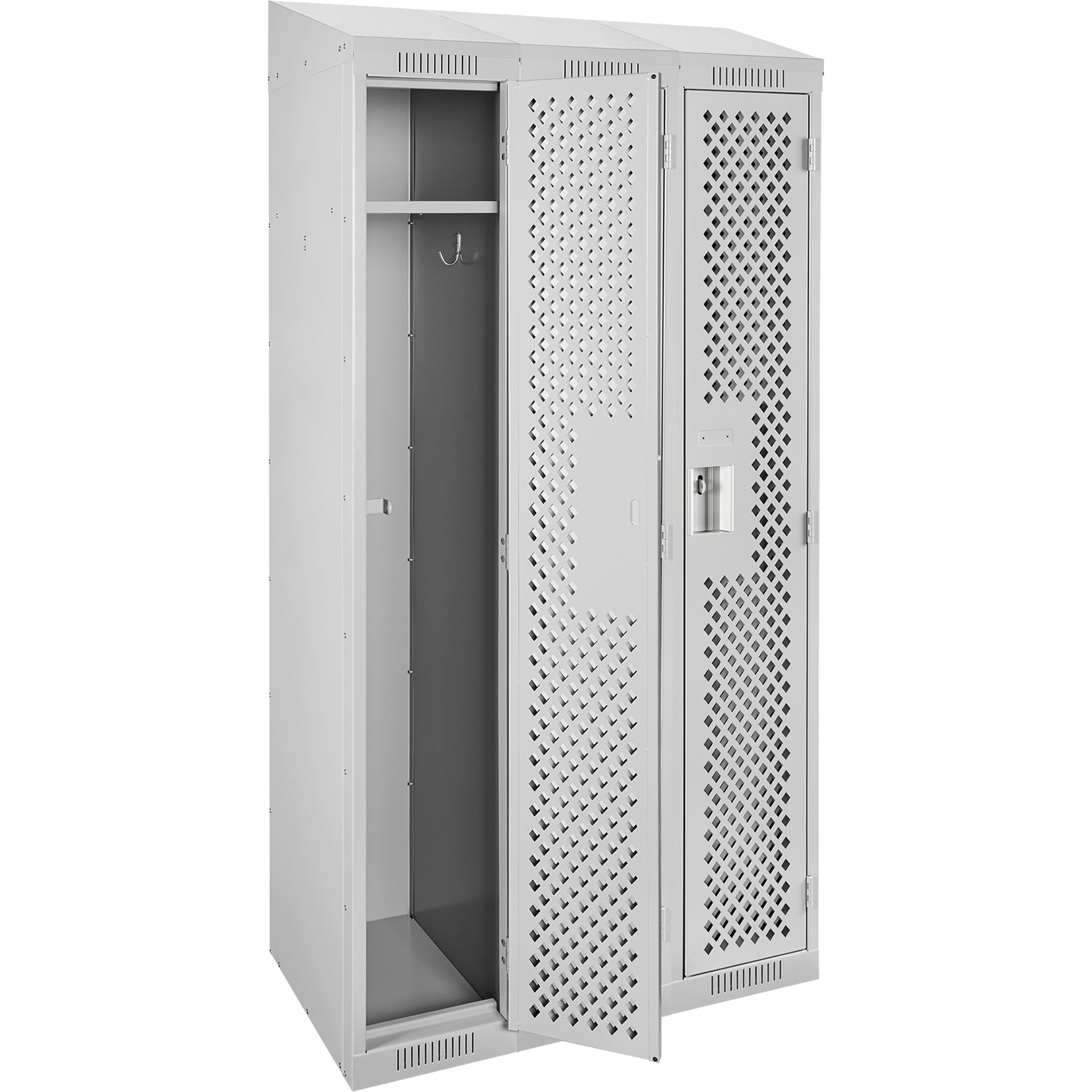 Casiers Clean LineMC, Bloc de 3, 36" x 15" x 78", Acier, Gris, Rivet (assemblé), Perforé – Image 3