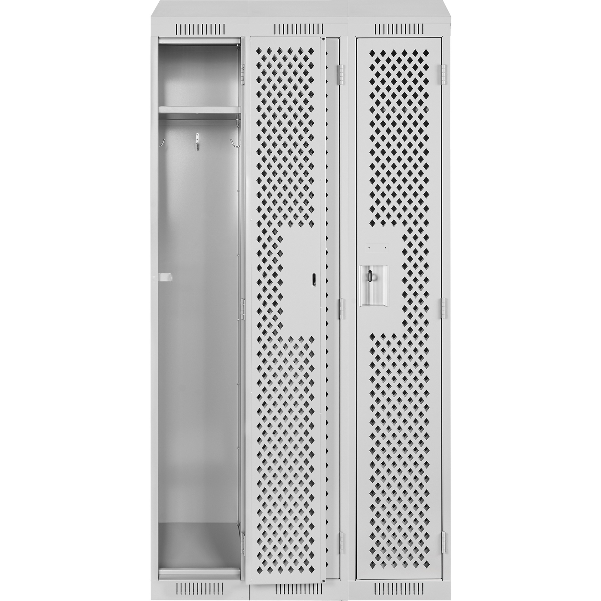 Casiers Clean LineMC, Bloc de 3, 36" x 15" x 78", Acier, Gris, Rivet (assemblé), Perforé – Image 4