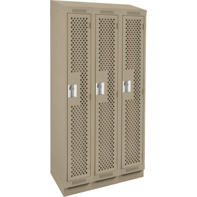 Casiers Clean LineMC, Bloc de 3, 36" x 12" x 82", Acier, Beige, Rivet (assemblé), Perforé