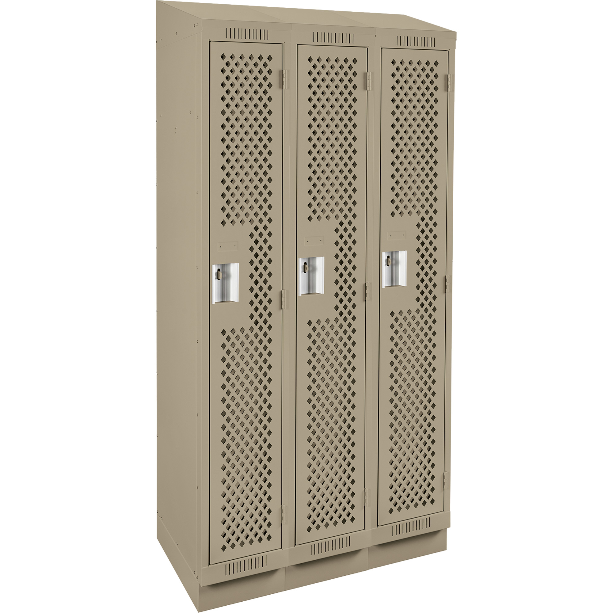 Casiers Clean LineMC, Bloc de 3, 36" x 15" x 82", Acier, Beige, Rivet (assemblé), Perforé