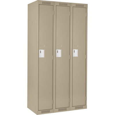 Casiers Clean LineMC, Bloc de 3, 36" x 18" x 72", Acier, Beige, Rivet (assemblé)