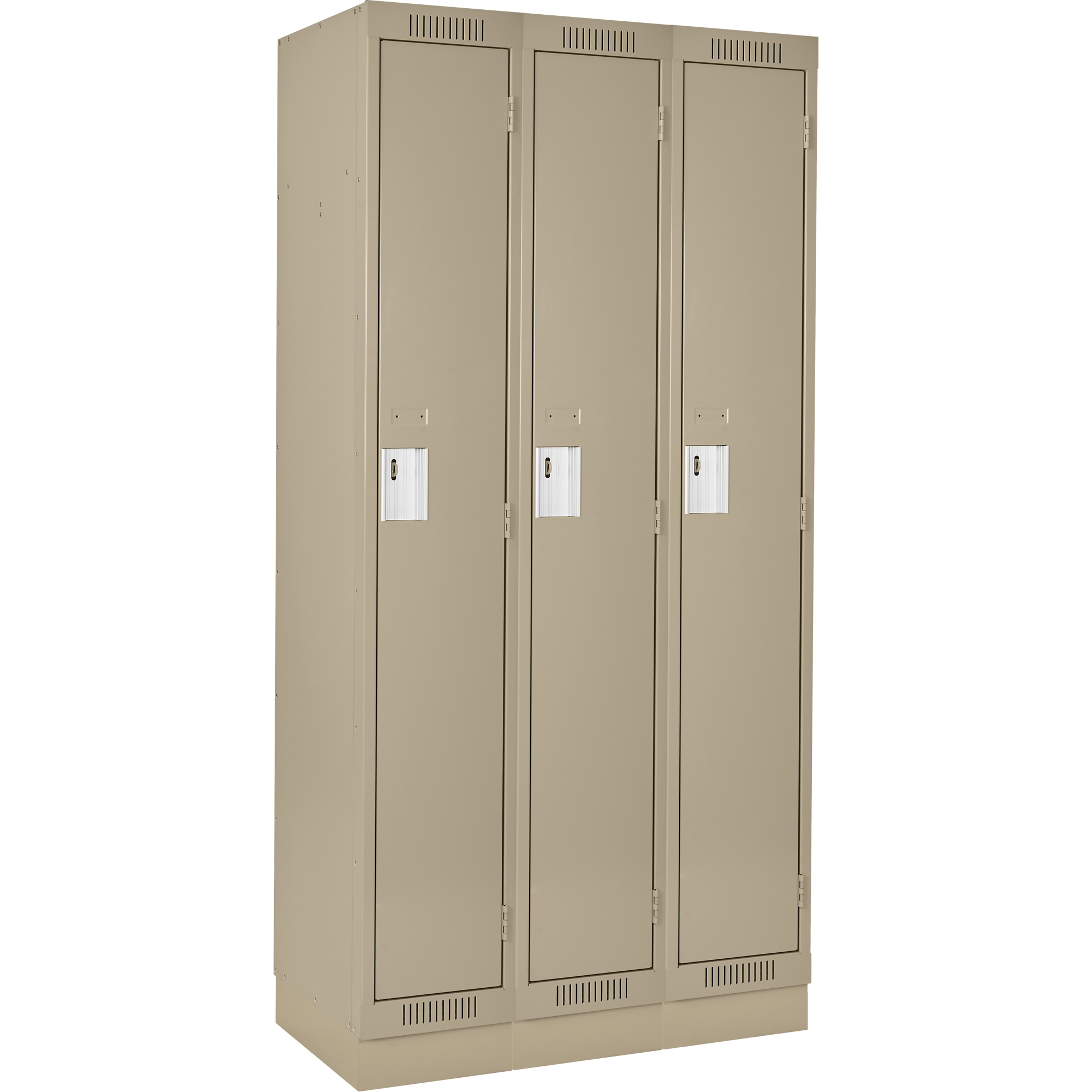 Casiers Clean LineMC, Bloc de 3, 45" x 18" x 76", Acier, Beige, Rivet (assemblé)