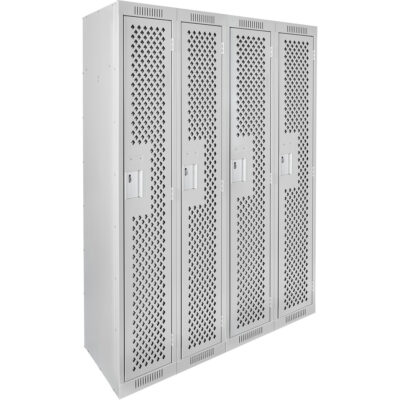 Casiers Clean LineMC, Bloc de 4, 48" x 12" x 72", Acier, Gris, Rivet (assemblé), Perforé