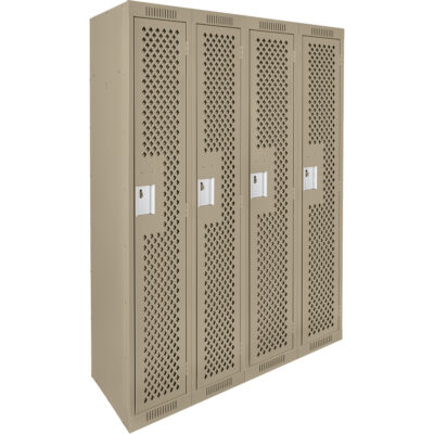 Casiers Clean LineMC, Bloc de 4, 48" x 12" x 72", Acier, Beige, Rivet (assemblé), Perforé