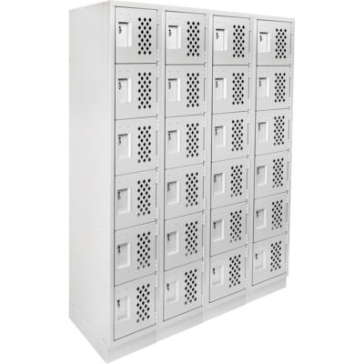 Casiers économiques perforés et assemblés Clean LineMC, 6 niveaux, Bloc de 4, 18" x 72" x 12", Acier