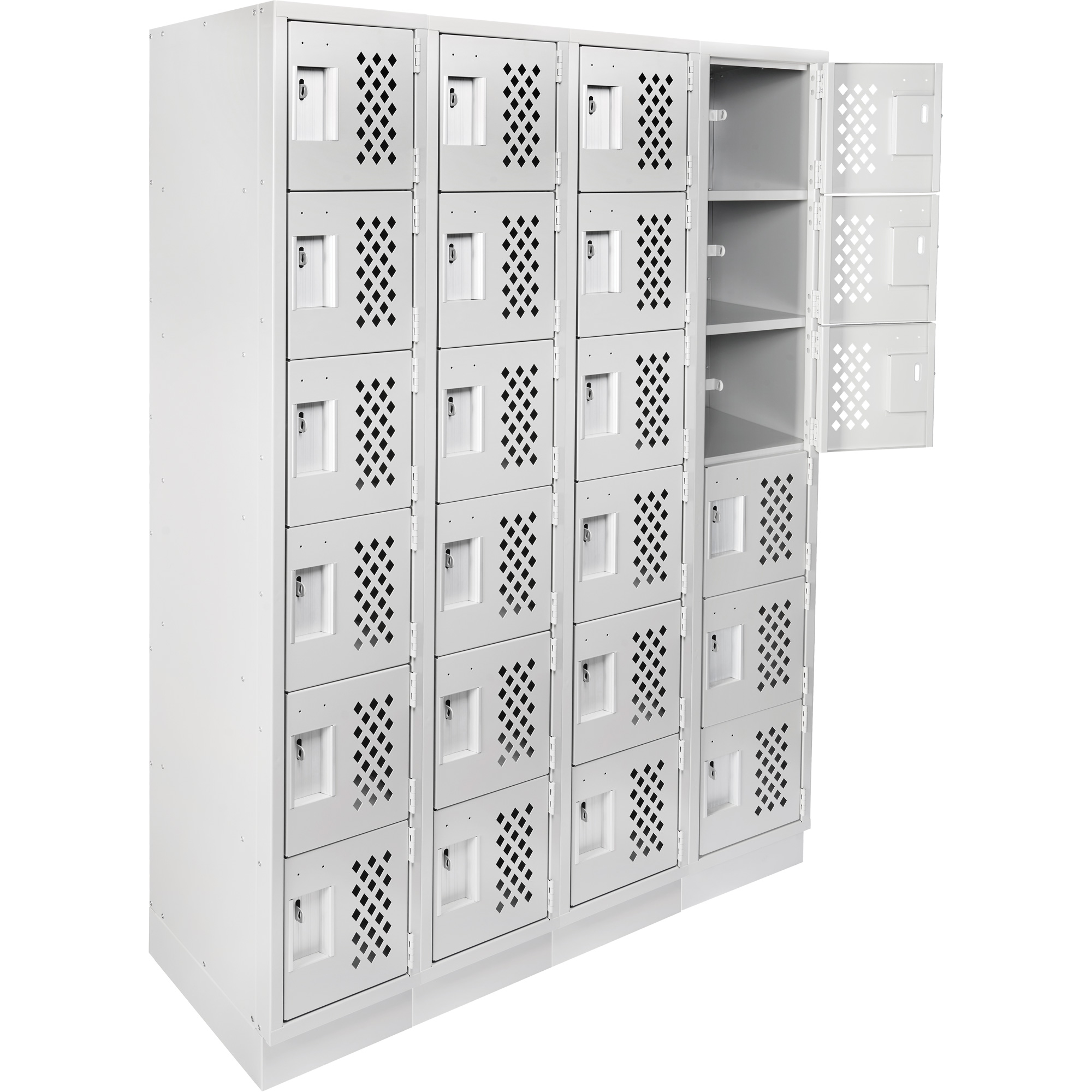 Casiers économiques perforés et assemblés Clean LineMC, 6 niveaux, Bloc de 4, 18" x 72" x 12", Acier – Image 3