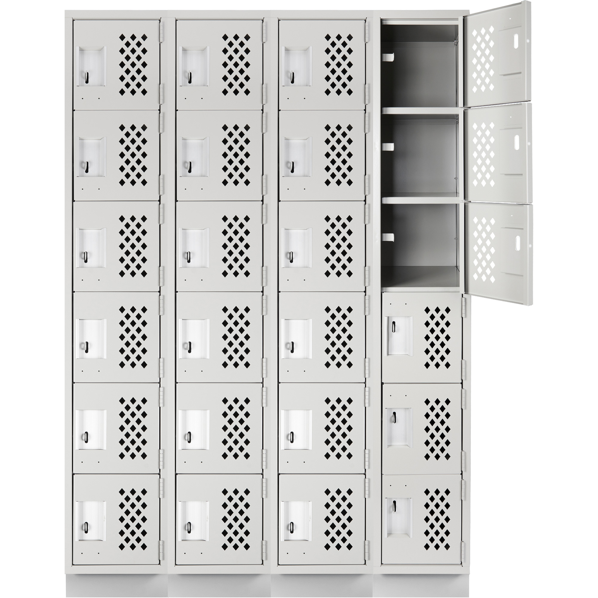 Casiers économiques perforés et assemblés Clean LineMC, 6 niveaux, Bloc de 4, 18" x 72" x 12", Acier – Image 4