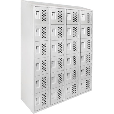 Casiers économiques perforés et assemblés Clean LineMC, 6 niveaux, Bloc de 4, 18" x 72" x 12", Acier