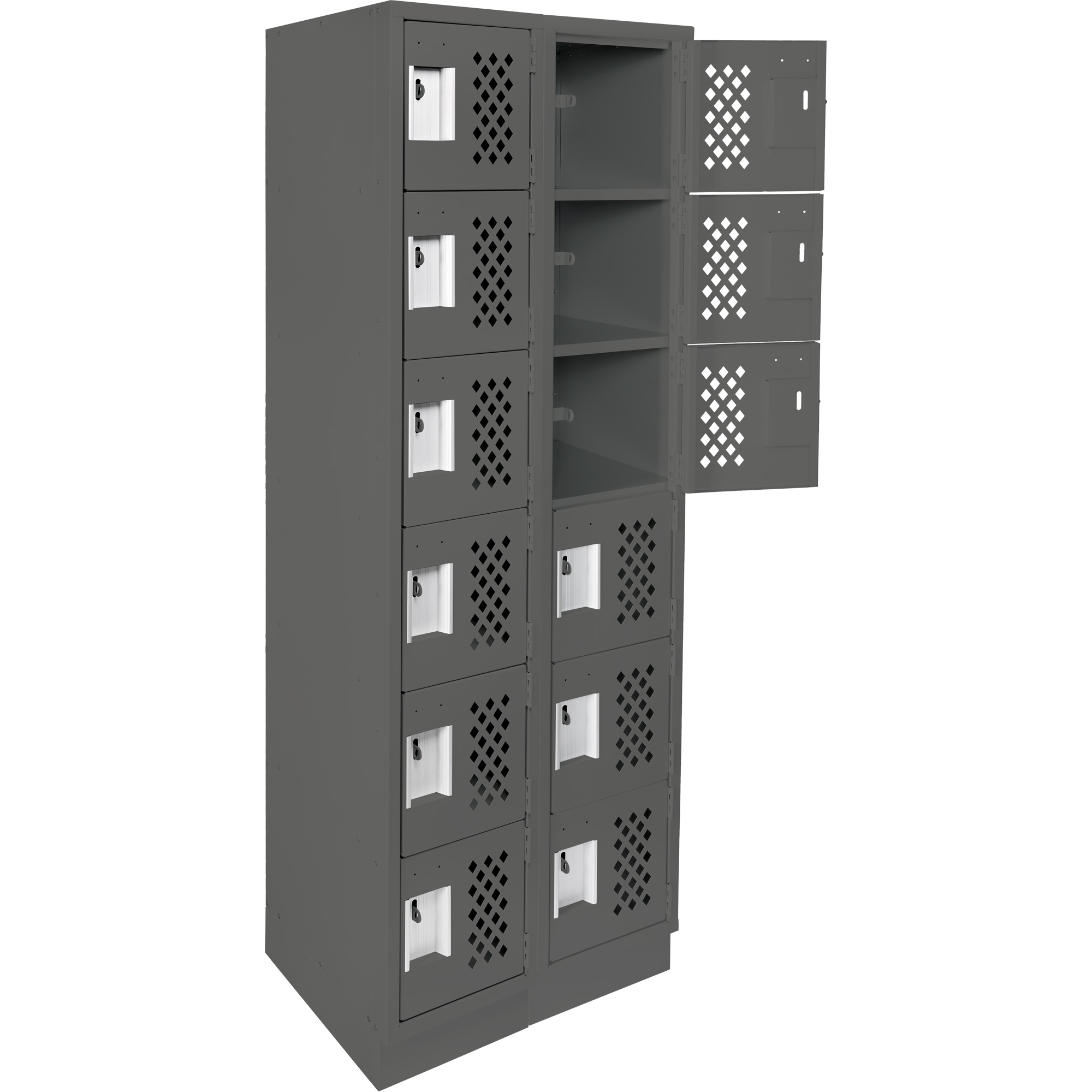 Petit casier perforé Clean-Line, 6 niveaux, Bloc de 2, 12" x 72" x 12", Acier – Image 3