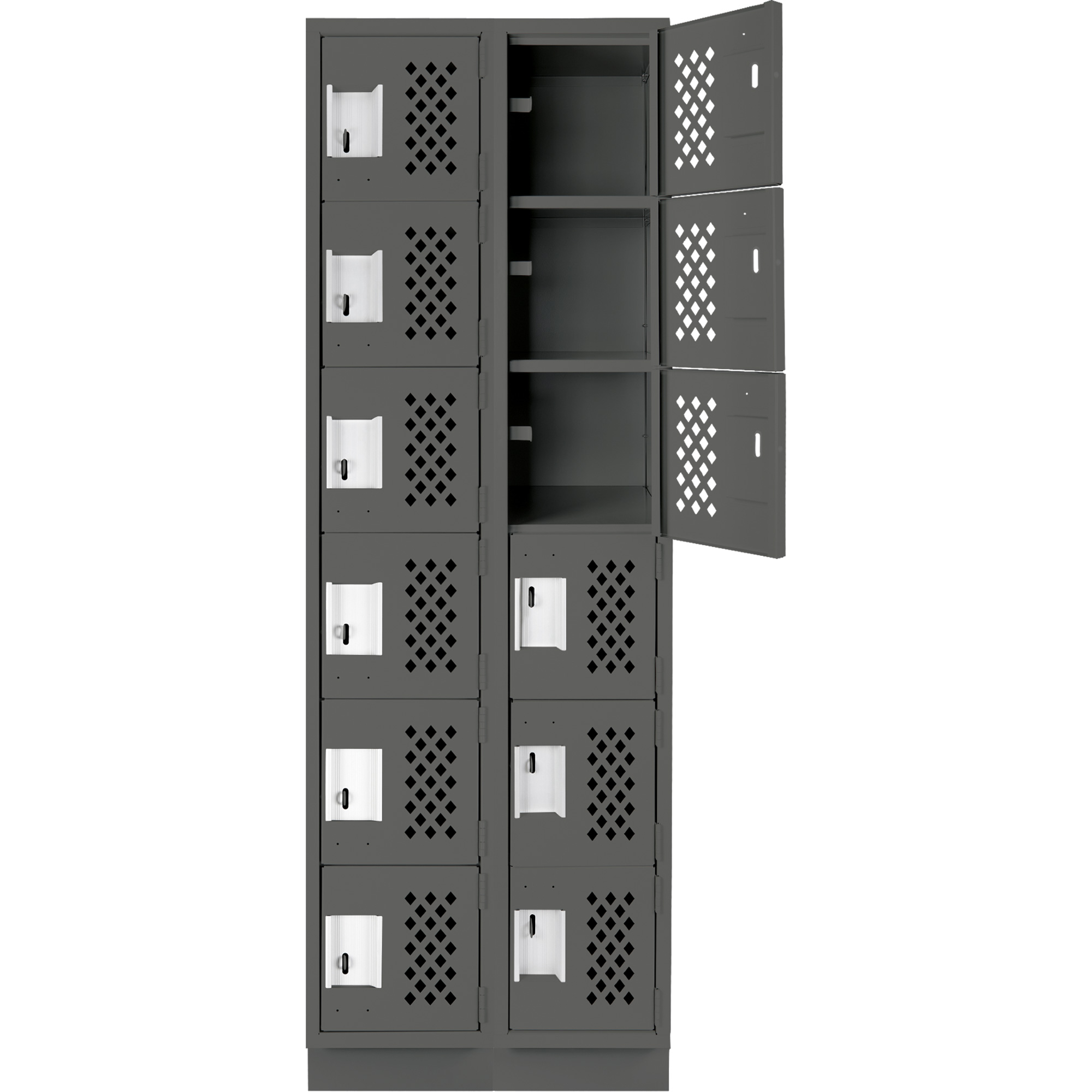 Petit casier perforé Clean-Line, 6 niveaux, Bloc de 2, 12" x 72" x 12", Acier – Image 4