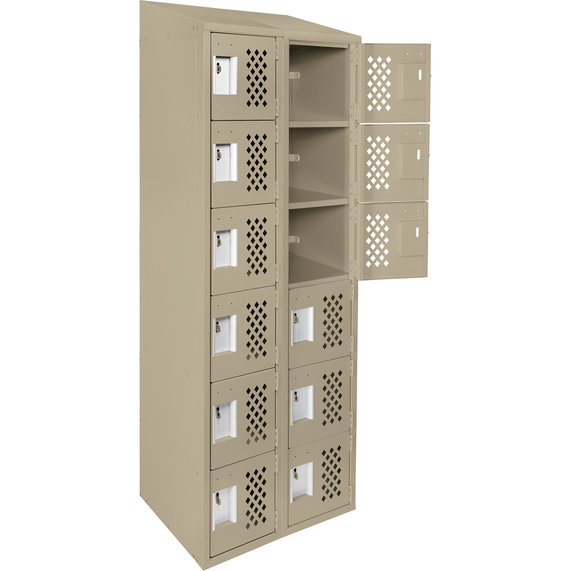 Petit casier perforé Clean-Line, 6 niveaux, Bloc de 2, 12" x 72" x 12", Acier – Image 3