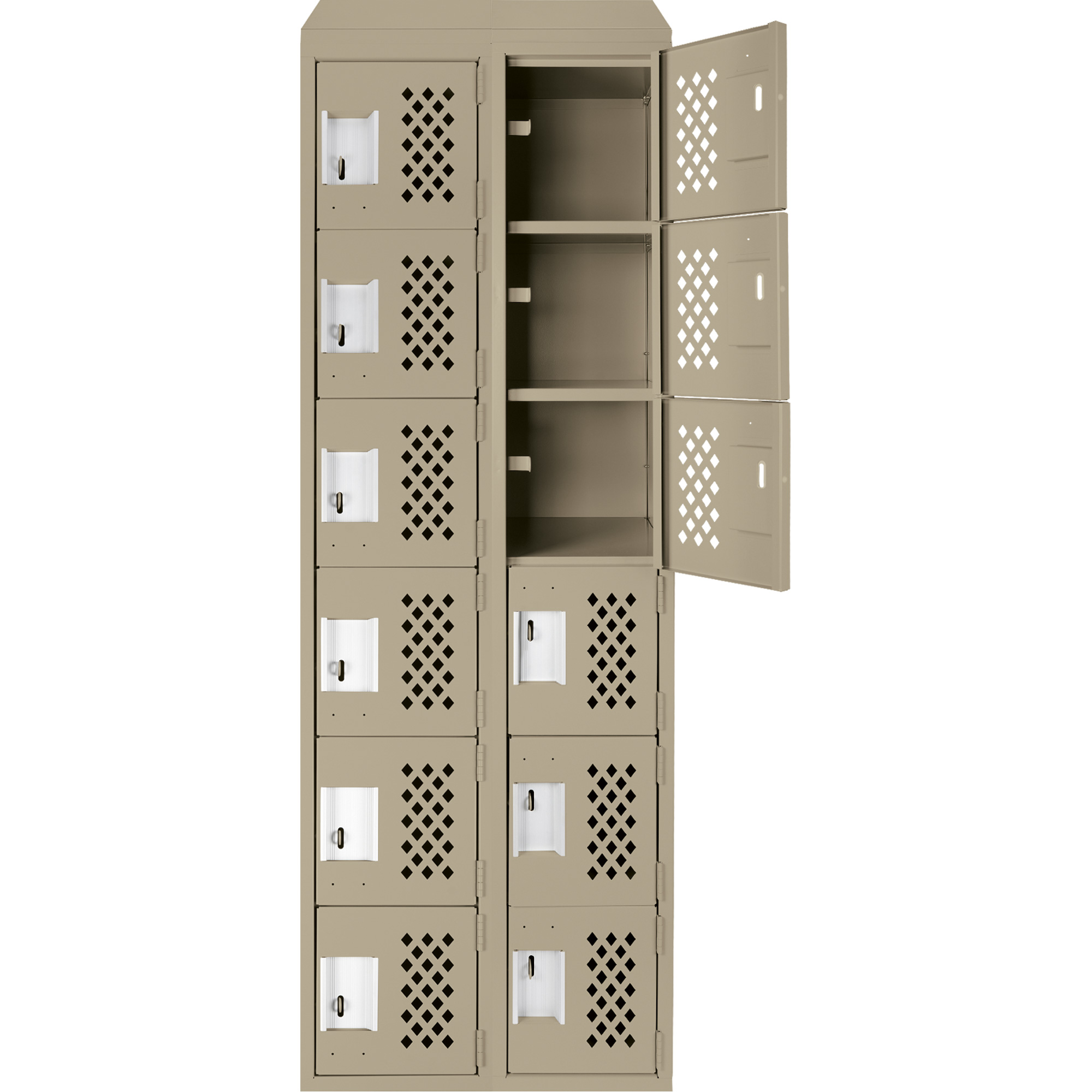 Petit casier perforé Clean-Line, 6 niveaux, Bloc de 2, 12" x 72" x 12", Acier – Image 4