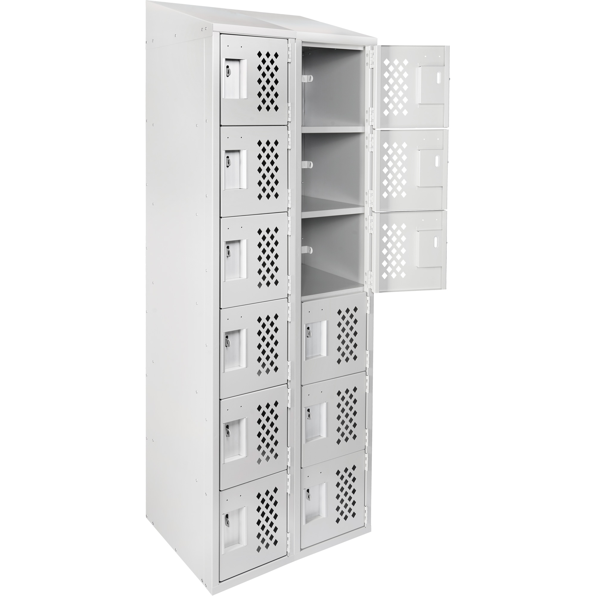 Petit casier perforé Clean-Line, 6 niveaux, Bloc de 2, 12" x 72" x 12", Acier – Image 3