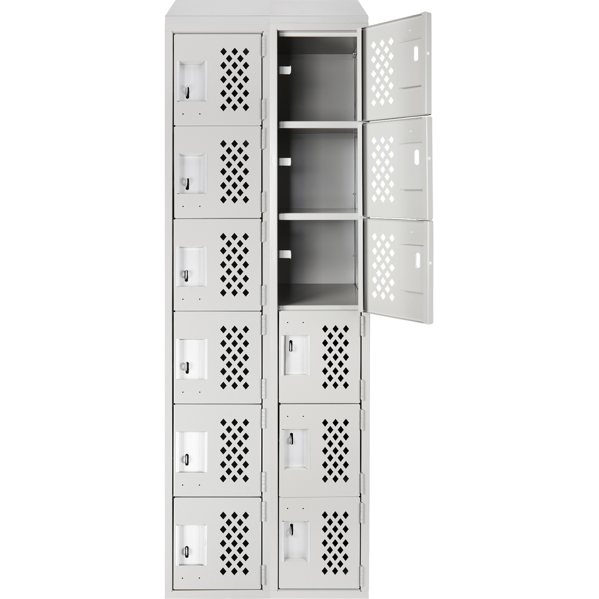 Petit casier perforé Clean-Line, 6 niveaux, Bloc de 2, 12" x 72" x 12", Acier – Image 4