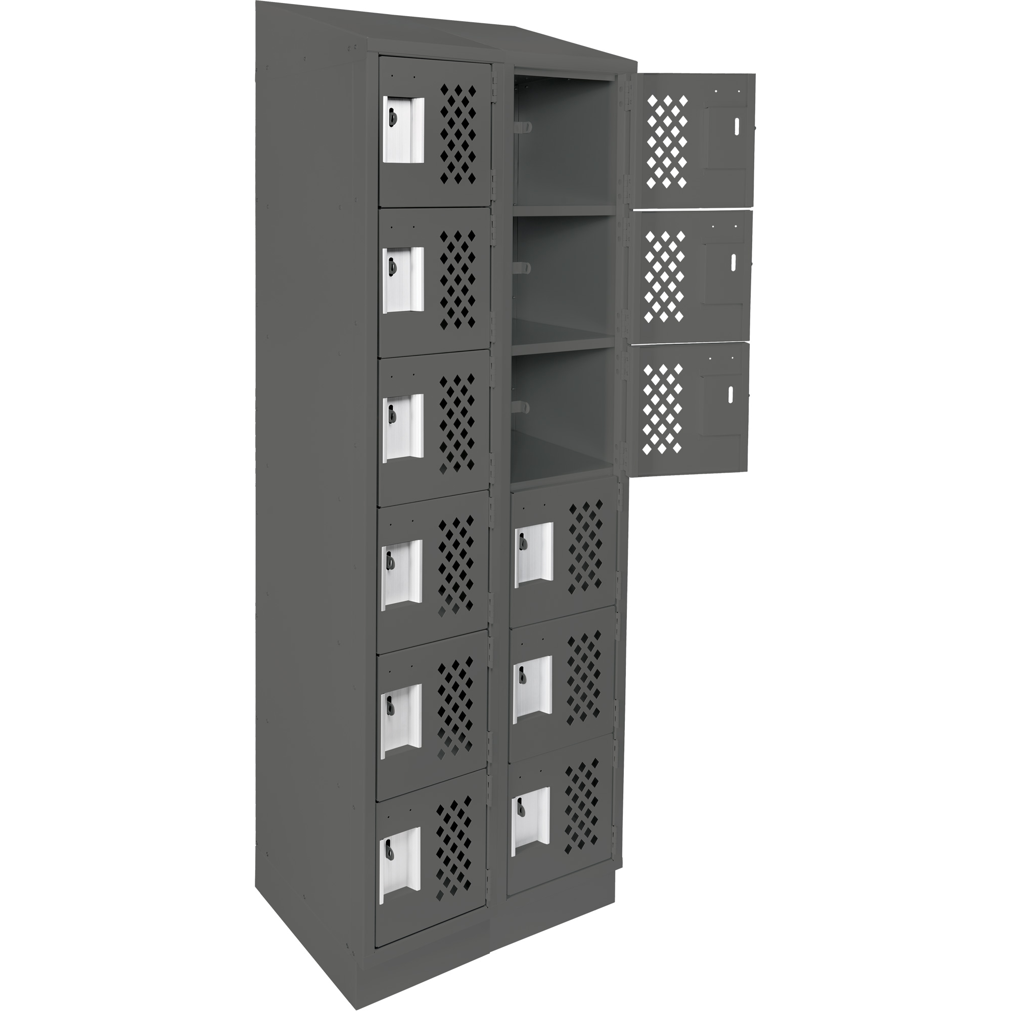 Petit casier perforé Clean-Line, 6 niveaux, Bloc de 2, 15" x 72" x 12", Acier – Image 3