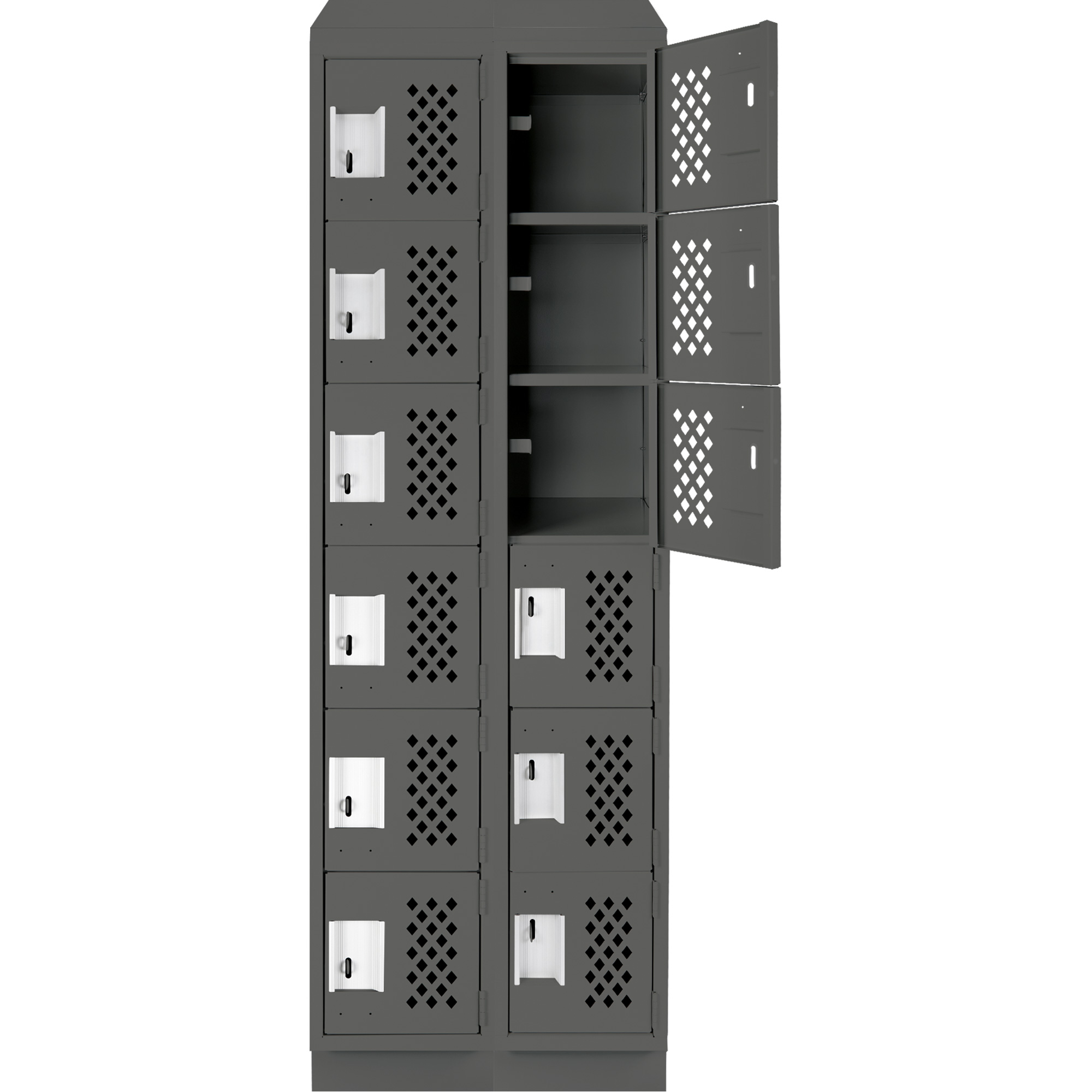 Petit casier perforé Clean-Line, 6 niveaux, Bloc de 2, 15" x 72" x 12", Acier – Image 4
